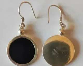Pendientes Plata Ley Aro Negro Mariposa Cruz