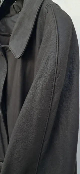 Gabardina Piel Vintage Negra