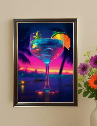 Quadro cocktail tropicale tramonto