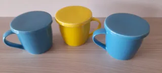 Set 3 Tazze Ceramica Blu e Gialle