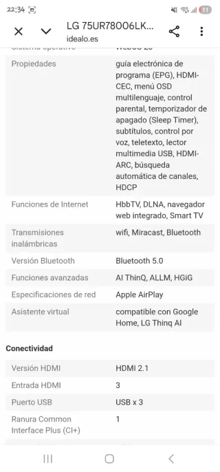 Televisor LG 75UR78006LK