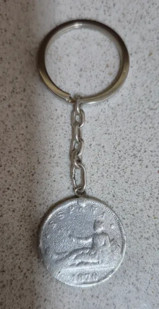 Llavero Moneda Antigua 2 Pesetas 1870