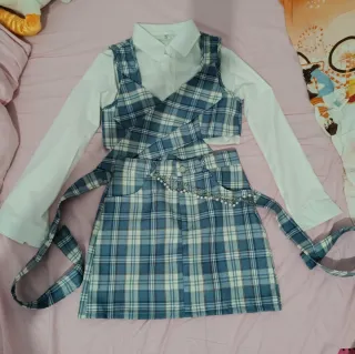 Conjunto Falda y Chaleco Cuadros