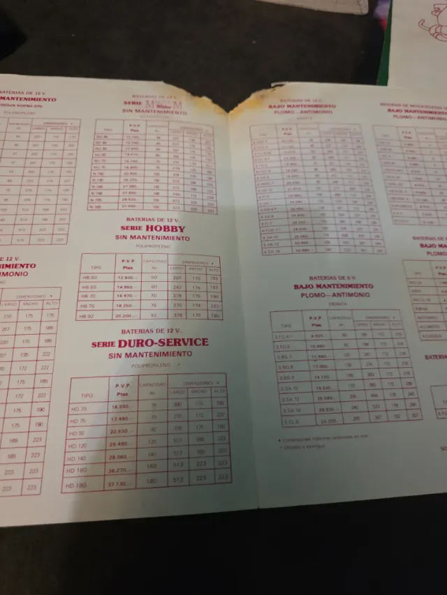 Folleto Antiguo Baterías Arranque Tudor