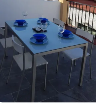 Mesa Terraza Cristal y Metal