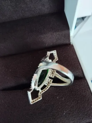 Anillo Lanzadera Esmeralda Plata