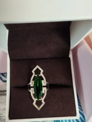 Anillo Lanzadera Esmeralda Plata