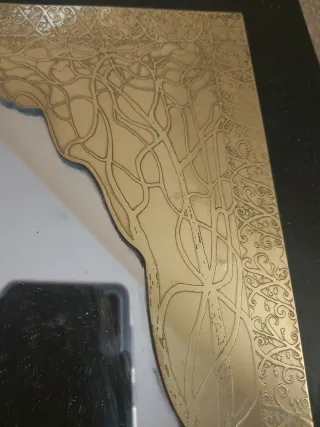 Espejo latón grabado mano