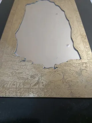 Espejo latón grabado mano