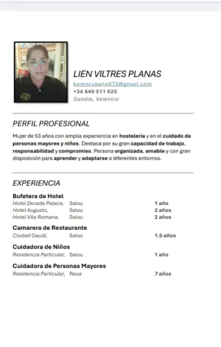 Señora busca empleo en Gandía