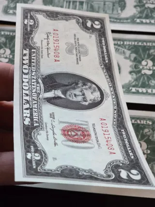 4Billetes de 2 Dólares Sello Rojo correlativos s/c