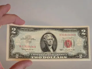 4Billetes de 2 Dólares Sello Rojo correlativos s/c