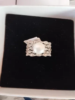 Anillo Plata Perla Central