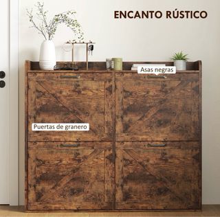 Zapatero de madera rústico 1/2 CAJA