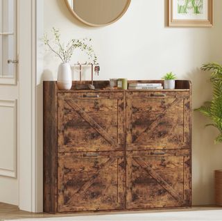 Zapatero de madera rústico 1/2 CAJA