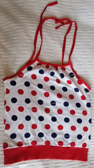 Top Moschino Junior pois rossi e blu