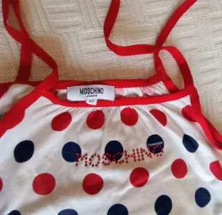Top Moschino Junior pois rossi e blu