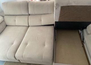 Sofá Cama Chaise Longue Beige