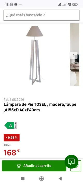 Lámpara de Pie TOSEL Madera Taupe