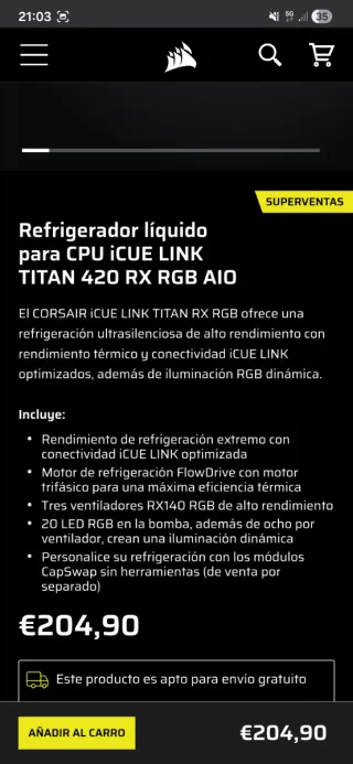 Corsair iCUE LINK TITAN 420 RX RGB