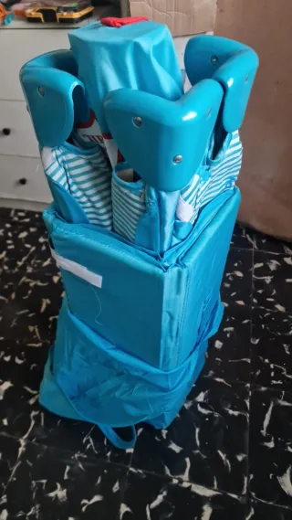 Cuna de viaje azul