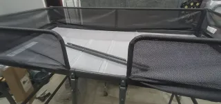 Cama elevada gris para colchón 200x90cm