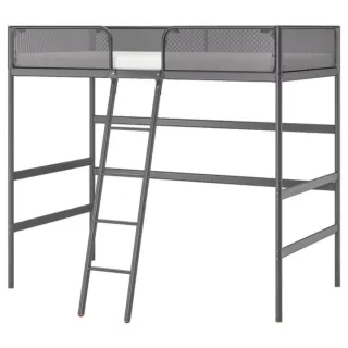 Cama elevada gris para colchón 200x90cm