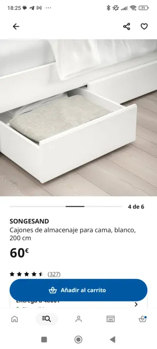 Cajones bajo cama Songesand IKEA blancos