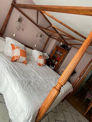 Cama Balinesa Madera con Dosel solo venta persona