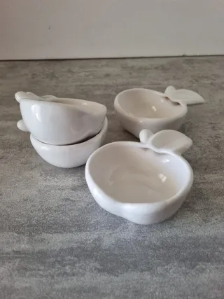 Set 4 Cuencos Cerámica Blanco Manzana