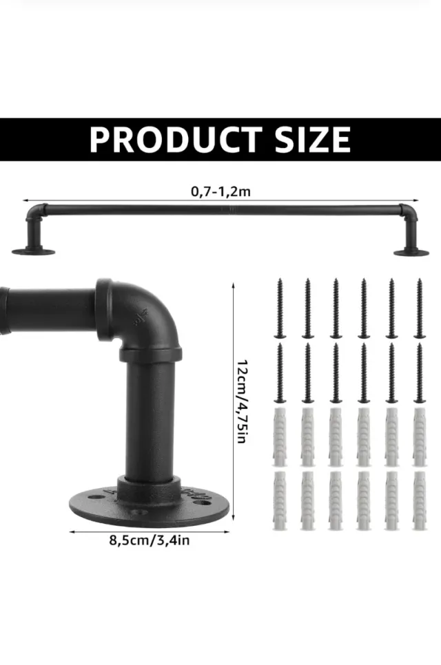 Barra Cortina Extensible Negra 70-120cm