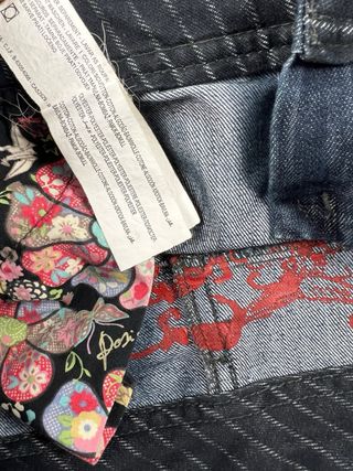 Desigual Gonna Denim Patchwork Fiori Taglia 42