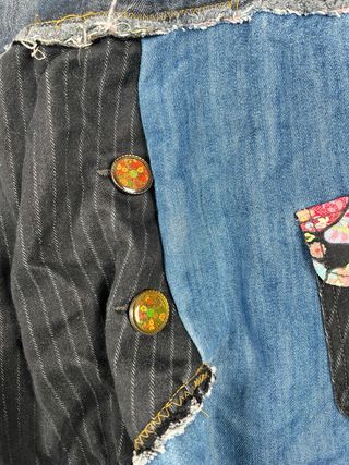 Desigual Gonna Denim Patchwork Fiori Taglia 42