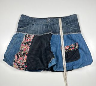Desigual Gonna Denim Patchwork Fiori Taglia 42