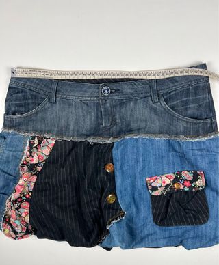 Desigual Gonna Denim Patchwork Fiori Taglia 42