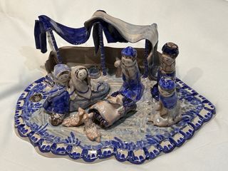 Nacimiento Belén Cerámica Azul