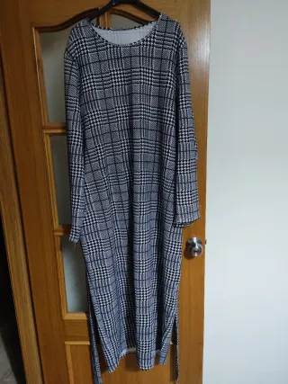 Vestido largo estampado cuadros mujer