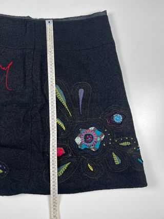 Gonna Desigual Nera Ricamata Floreale EU 40