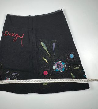 Gonna Desigual Nera Ricamata Floreale EU 40
