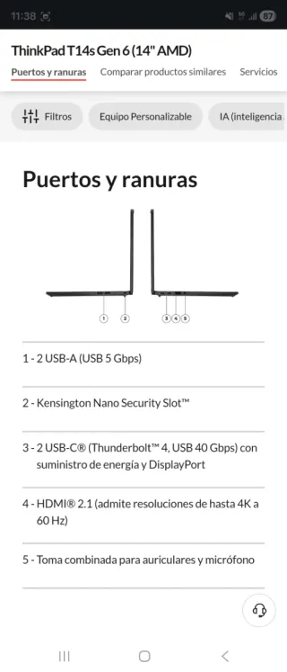 Portátil Lenovo T14s Gen 6 32GB 1TB