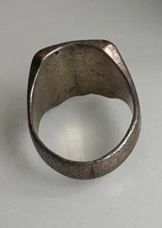 Anello sigillo stemma basco antico argento