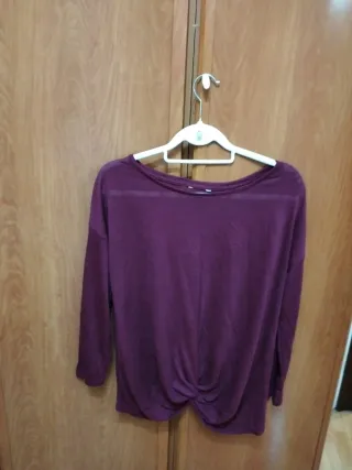 Camiseta manga 3/4 talla L burdeos