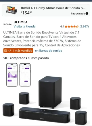 Barra de Sonido ULTIMEA Virtual 7.1