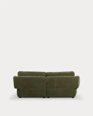 Sofá verde de tela con puff - nuevo!