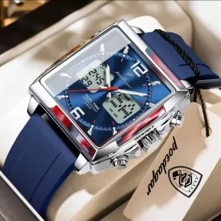 Reloj Poedagar Dual Time Azul y Plata