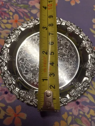 Juego 6 bandejas plateadas decoradas