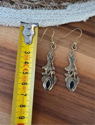 Pendientes Vintage Latón Art Nouveau Negro