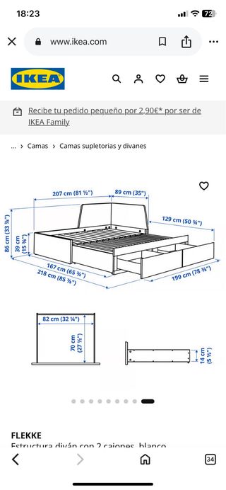 Cama Diván Ikea Blanca y Rosa