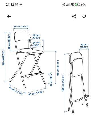 Silla alta plegable blanca Ikea