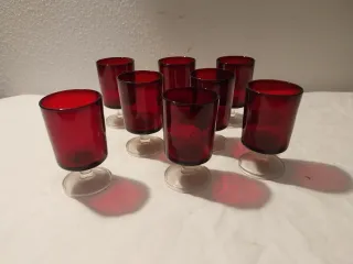 8 Vasos Arcoroc Vintage Rojos